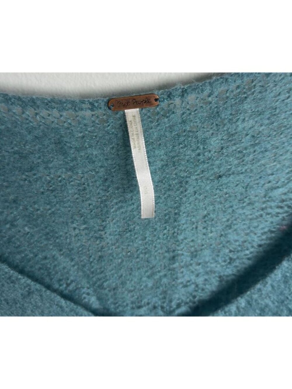 Free People Alpaca Wool Blend Striped Knit Sweater Teal Purple Boho Size Small - Picture 3 of 8